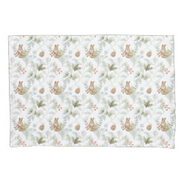 冬のキツネウッドランドフォレストカワイイ 枕カバー