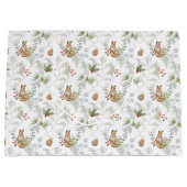 冬のキツネウッドランドフォレストキュートラージ抱き枕 ラージペーパーバッグ (正面)