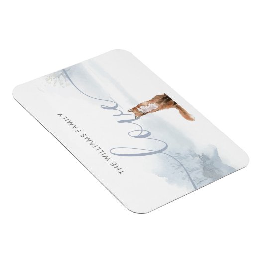 冬のキツネクリスマスホリデーズファミリーネームラブ マグネット (右側)