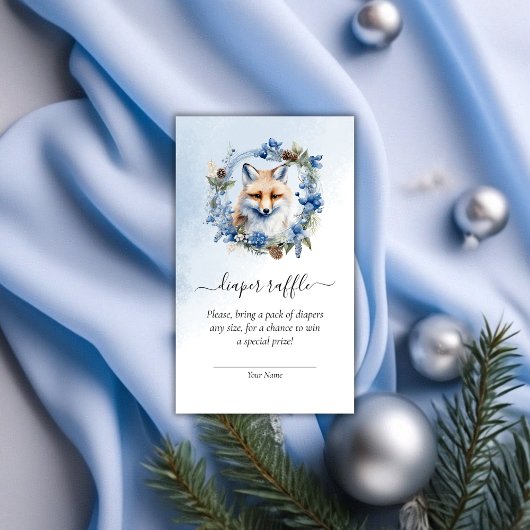 冬のキツネベビーシャワーおむつラッフル エンクロージャーカード