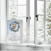 冬のキツネ水の色ベビーシャワー 招待状