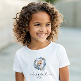 冬のキツネ水彩少女 ベビーTシャツ