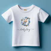 冬のキツネ水彩少年 ベビーTシャツ