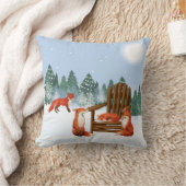 冬のキツネ装飾用クッション クッション (ブランケット)
