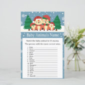 冬のキツネ赤ちゃん動物名ゲーム赤ちゃんシャワー (スタンド正面)