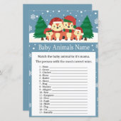 冬のキツネ赤ちゃん動物名ゲーム赤ちゃんシャワー (正面/裏面)