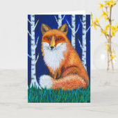 冬のキツネ カード (黄色い花)