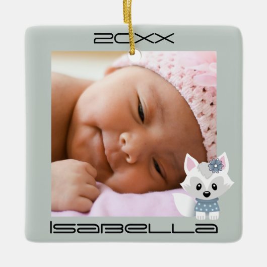 冬のキツネ セラミックオーナメント (正面)