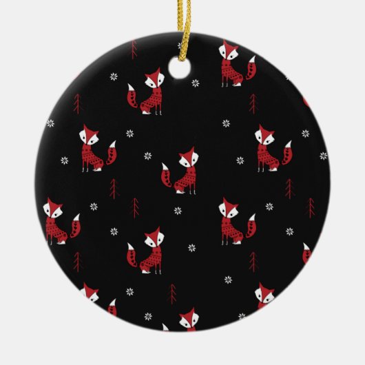 冬のキツネ セラミックオーナメント (正面)