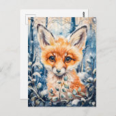冬のキツネ ポストカード (正面/裏面)