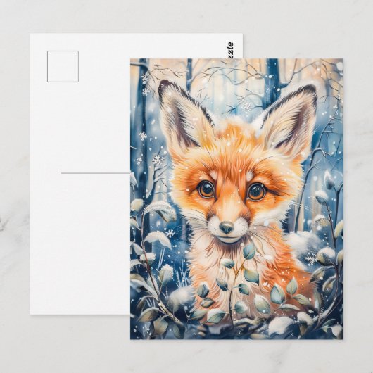 冬のキツネ ポストカード (正面/裏面)