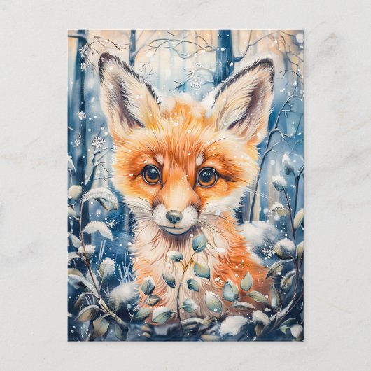 冬のキツネ ポストカード (正面)