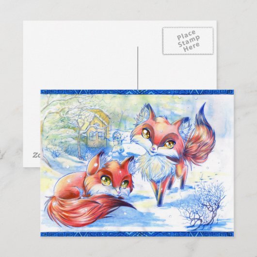 冬のキツネ ポストカード (正面/裏面)