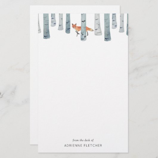 冬のキツネ 便箋 (正面/裏面)