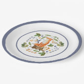 冬のキツネ、木の切り株葉のキャンディ ペーパープレート (アングル)