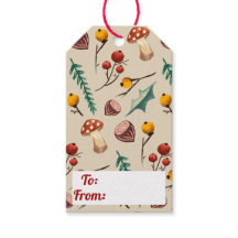 冬のキノコと葉の素朴クリスマス