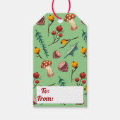 冬のキノコと葉の素朴クリスマス ギフトタグ (正面)