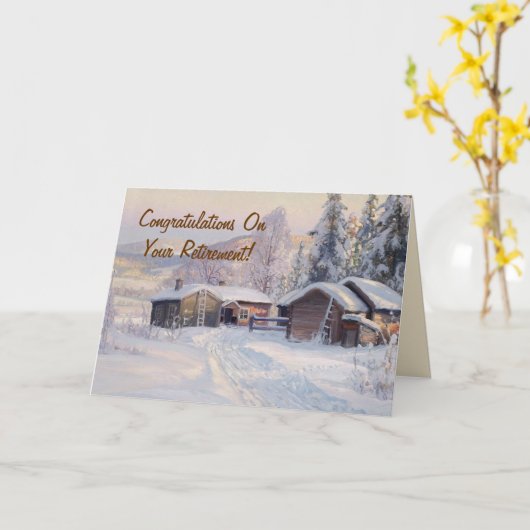 冬のキャビンズの引退 カード (黄色い花)