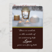 冬のキャンドルと雪 招待状 (正面/裏面)