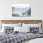 冬のキャンバス印刷でZillertalの教会 キャンバスプリント (インサイチュ (寝室))