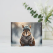 冬のキュートなリスのポストカード ポストカード (スタンド正面)