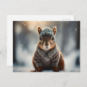 冬のキュートなリスのポストカード ポストカード (正面/裏面)