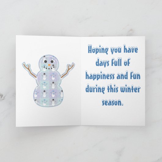 冬のキルトの挨拶状 カード (内部)