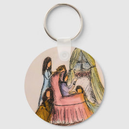 冬のキーチェーンの小さな女性の文字のシーン キーホルダー