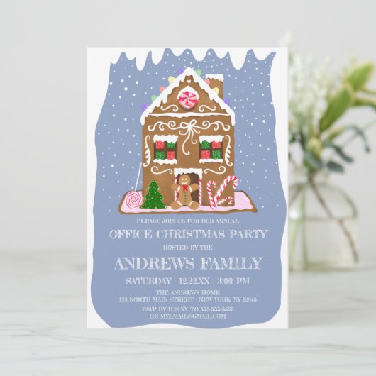 冬のギンガーブレッドキャンディーハウス企業のクリスマス 招待状 (スタンド正面)