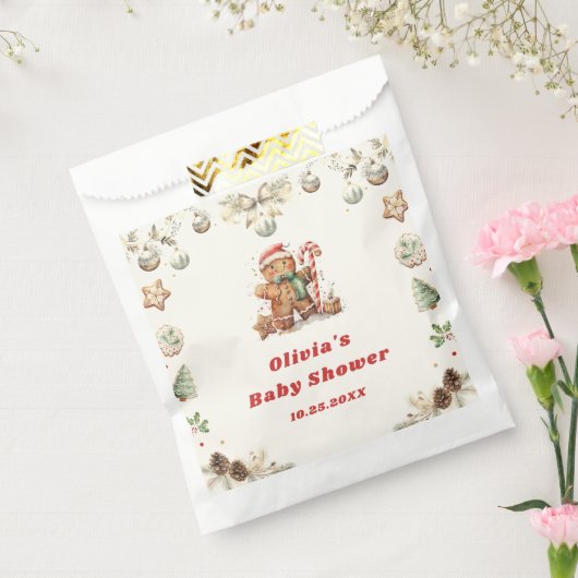 冬のギンガーブレッドクリスマスサンタベビーシャワー フェイバーバッグ (封をした状態)