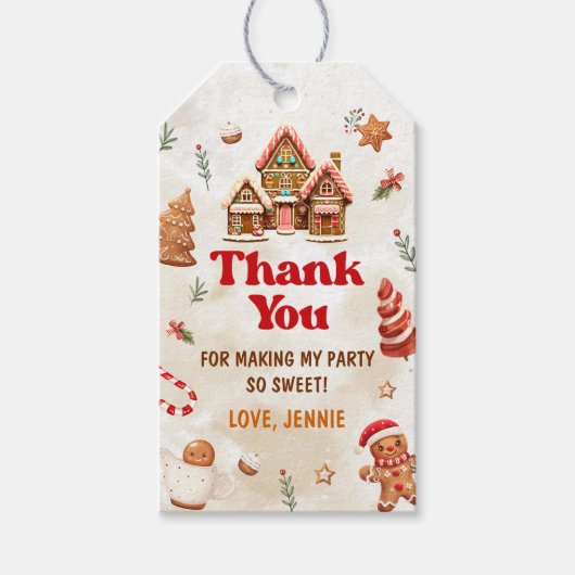 冬のギンガーブレッドハウスクリスマス1st誕生日 ギフトタグ (正面)