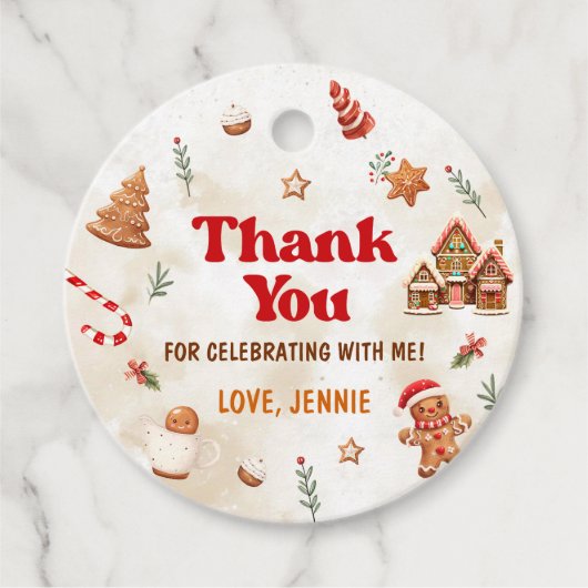 冬のギンガーブレッドハウスクリスマス1st誕生日 フェイバータグ (正面)