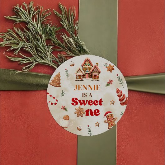 冬のギンガーブレッドハウスクリスマス1st誕生日 ラウンドシール