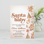 冬のクッキーのクリスマスサンタベビーシャワー 招待状 (スタンド正面)