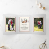 冬のクマと木のクリスマスフォト数々のー 三つ折りクリスマスカード (内部)