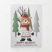 冬のクマと木のクリスマスフォト数々のー 三つ折りクリスマスカード (カバー)
