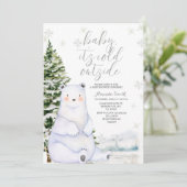 冬のクマのアーティックス雪の木ベビーシャワー 招待状 (スタンド正面)