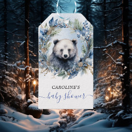 冬のクマの水の色ベビーシャワー ギフトタグ