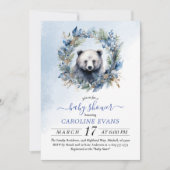 冬のクマの水の色ベビーシャワー 招待状 (正面)