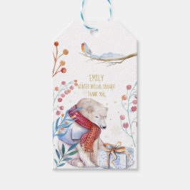 冬のクマの水彩ギフトタグ - 個人名入れ ギフトタグ