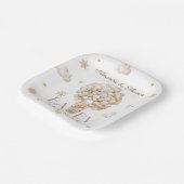 冬のクマの赤ちゃんシャワーモダン ペーパープレート (傾斜あり)