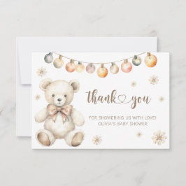 冬のクマの赤ちゃん 外は寒いんです ありがとう カード