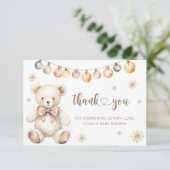 冬のクマの赤ちゃん、寒い外にありがとう カード (スタンド正面)