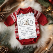 冬のクマの赤ちゃん 男の子のシャワーパーティー 待ち遠しい 招待状