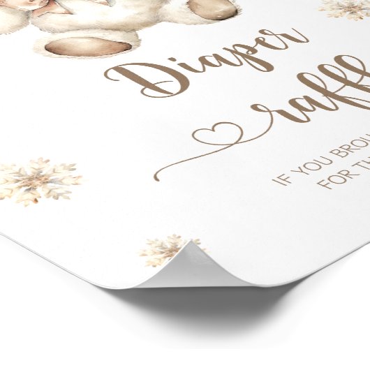 冬のクマベビー冷たい外おむつラッフル ポスター (角)