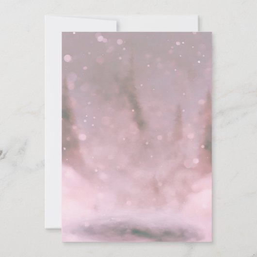 冬のクマ我々はピンクの赤ちゃんシャワーを心待ちできる 招待状 (裏面)