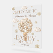 冬のクマ赤ちゃんシャワー歓迎サイン アクリルサイン (傾斜)