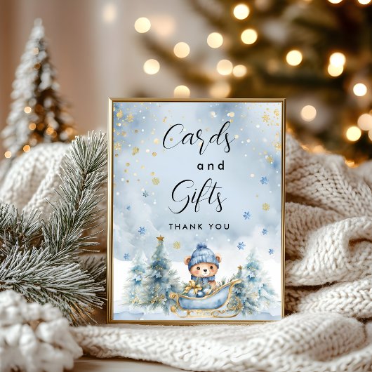 冬のクマ赤ちゃんシャワー│カードとギフト ポスター