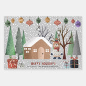 冬のクマ、メリークリスマスと雪 ラッピングペーパーシート (正面)