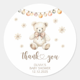 冬のクマBearly待つ赤ちゃんシャワー感謝していユー ラウンドシール